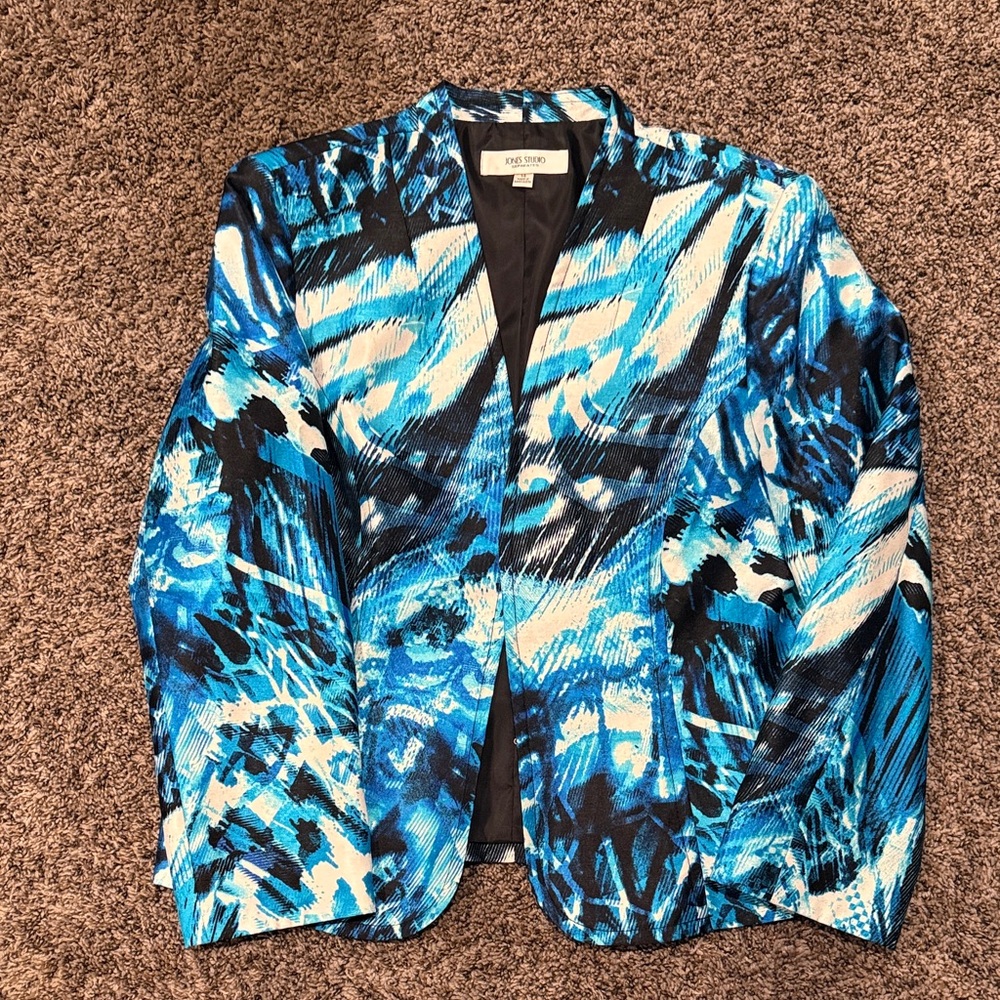 Blue and Black Abstract Blazer